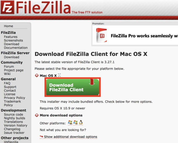 filezillaのダウンロード方法