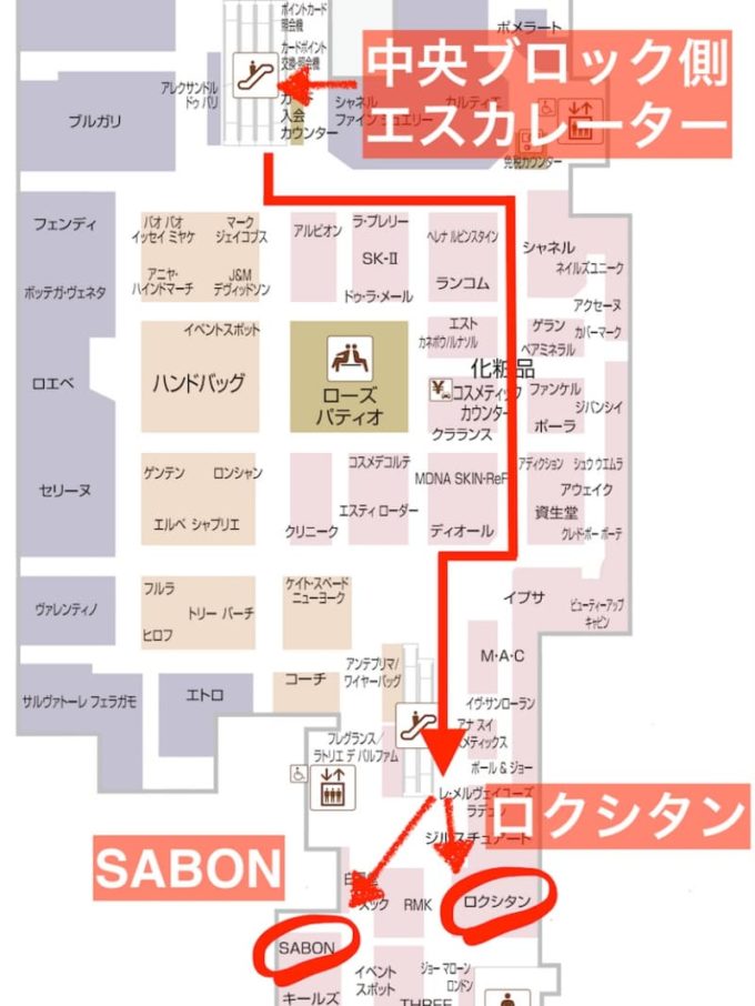 名古屋高島屋の初売り福袋でサボンとロクシタンへ向かう道順